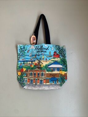 Holland Michigan Canvas Tote Bag NWT Canvas All Over Print Bowermans On 8th